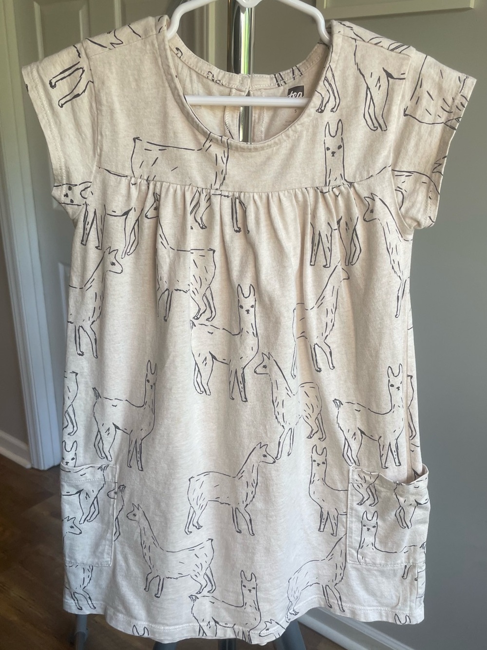 Tea Collection Cream Llama Print Girls' Dress